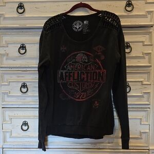 Like New! Affliction Women's Black Graphic Sweatshirt